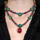 Rainbow Gemstone Flower Garden Necklace