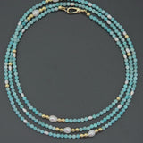 Amazonite & Freshwater Pearl Necklace 38" Long