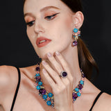 Gemstone Ornate Flower Garden Custom-Made Earrings