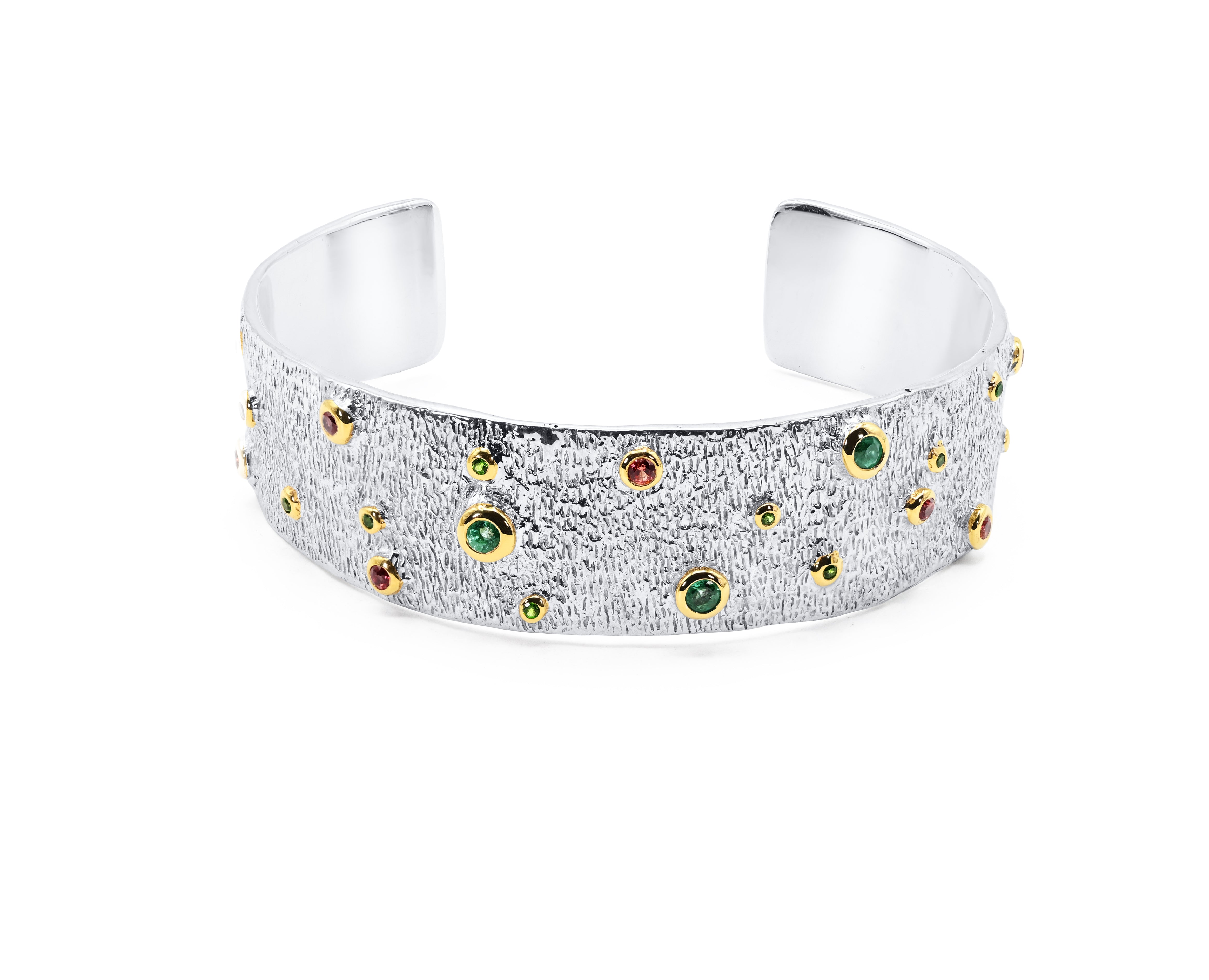 Sterling Silver Rustic Fantasy Sapphire Cuff