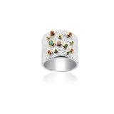 Tsavorite & Sapphire Bubble Bezel Sterling Silver Brutalist Ring