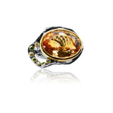 Large Oval Abstract Citrine Ring