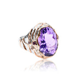 Oval Amethyst & Tourmaline Brutalist Ring