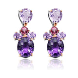 Gemstone Cluster Flower Bouquet Dangle Earrings