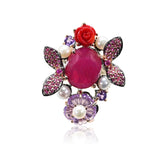 Fantasy Gemstone Oversized Flower Butterfly Ring