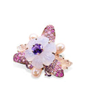 Hand Carved Pink Blooming Flower Ring