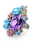 Gemstone Ornate Flower Garden Custom-Made Ring