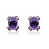 Large Oval Amethyst Stud Earrings One Of a Kind