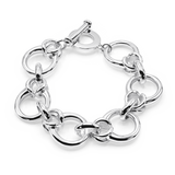Large Round Mixed Flat Link w/ Toggle Bracelet Clasp