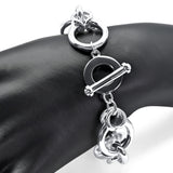 Large Round Mixed Flat Link w/ Toggle Bracelet Clasp