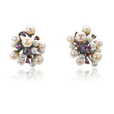 White Cultured Pearl Sea Reef Cluster Earrings