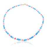 Multi Color Faceted Ethopian Opal Beads Necklace 14K Gold