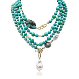 Aliya Russian Amazonite Baroque Pearl Chrysocolla Necklace