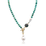 Aliya Russian Amazonite Baroque Pearl Chrysocolla Necklace