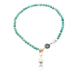 Aliya Russian Amazonite Baroque Pearl Chrysocolla Necklace