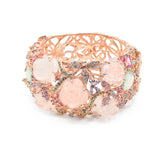 Hand Carved Rose Gemstone Flower Bouquet Unique One-of-a-Kind Bracelet