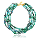 Doris 4 Strands Green Blue Statement Necklace
