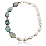 Adina Large Chrysocolla Baroque Pearl Chunky Necklace