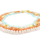 4 Strands Moonstone Chalcedony Citrine Bead Necklace