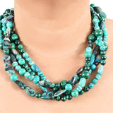 Doris 4 Strands Green Blue Statement Necklace