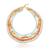 4 Strands Moonstone Chalcedony Citrine Bead Necklace