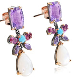Amethyst Moonstone Dangle Drop Earrings
