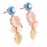 Rose Quartz Turquoise Garden Earrings Rose Gold Vermeil