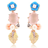 Rose Quartz Turquoise Garden Earrings Rose Gold Vermeil
