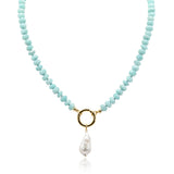 Amazonite Necklace with Baroque Pearl Pendant