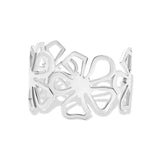 Sterling Silver Hibiscus Trellis Open Cuff