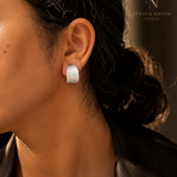 Sterling Silver Wood Grain Huggie Hoop Earrings