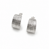 Sterling Silver Wood Grain Huggie Hoop Earrings