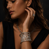 Sterling Silver Openwork Statement Cuff Bracelet