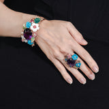 Gemstone Ornate Flower Garden Custom-Made Ring