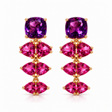 Amethyst & Pink Topaz Rose Gold Drop Earrings
