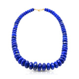 Large Faceted Rondelle Lapis Lazuli Bead Necklace w/ 14k Yellow Gold Clasp