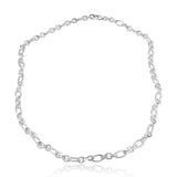 Sterling Silver Slim Oval & Round Mixed Link Cable Chain Necklace