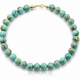 One-of-a-Kind Nevada Mine #8 Turquoise 12mm Bead Necklace – 14K Gold
