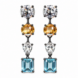 Blue Topaz, White Topaz & Citrine Drop Earrings