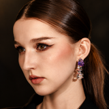 The Amara Carved Amethyst & White Topaz Earrings — One of a Kind