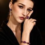 The Amara Carved Amethyst & White Topaz Earrings — One of a Kind