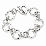 Large Round Mixed Flat Link  w/ Toggle Bracelet Clasp