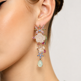 Secret Garden Rose Quartz & Multi-Gemstone Dangle Earrings
