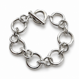 Large Round Mixed Flat Link  w/ Toggle Bracelet Clasp