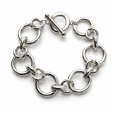 Large Round Mixed Flat Link  w/ Toggle Bracelet Clasp