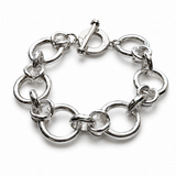 Large Round Mixed Flat Link  w/ Toggle Bracelet Clasp