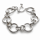 Large Round Mixed Flat Link  w/ Toggle Bracelet Clasp