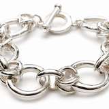 Large Round Mixed Flat Link  w/ Toggle Bracelet Clasp