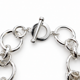 Large Round Mixed Flat Link  w/ Toggle Bracelet Clasp