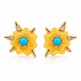 Celestial Starburst Lemon Jade & Turquoise Vermeil Earrings